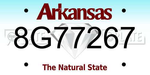 8G77267 Arkansas License Plate