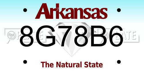 8G78B6 Arkansas License Plate