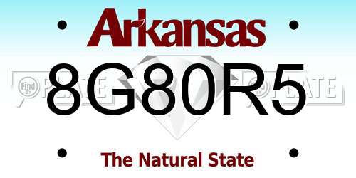 8G80R5 Arkansas License Plate
