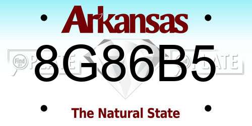 8G86B5 Arkansas License Plate