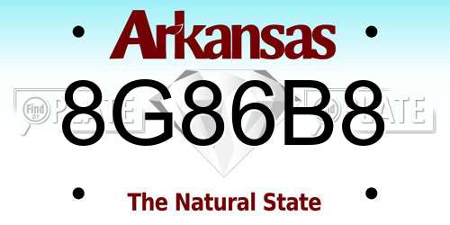 8G86B8 Arkansas License Plate