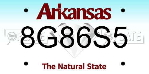 8G86S5 Arkansas License Plate