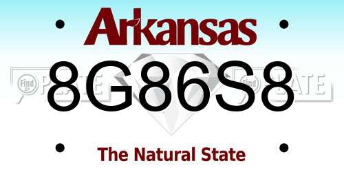 8G86S8 Arkansas License Plate
