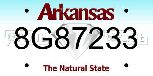 8G87233 Arkansas License Plate