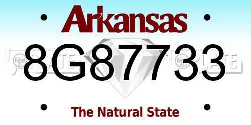 8G87733 Arkansas License Plate