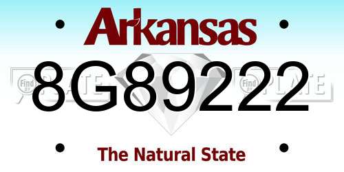 8G89222 Arkansas License Plate