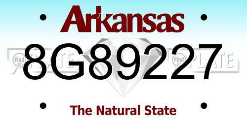 8G89227 Arkansas License Plate