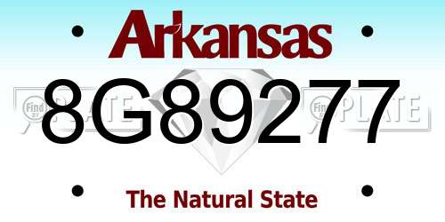 8G89277 Arkansas License Plate