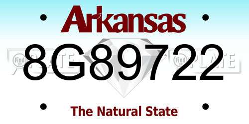 8G89722 Arkansas License Plate