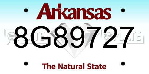 8G89727 Arkansas License Plate