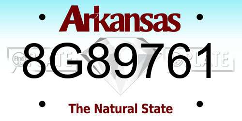 8G89761 Arkansas License Plate