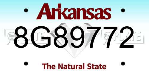 8G89772 Arkansas License Plate