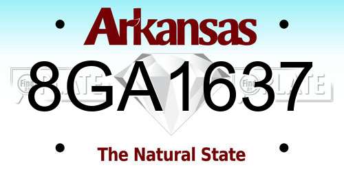 8GA1637 Arkansas License Plate