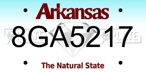 8GA5217 Arkansas License Plate