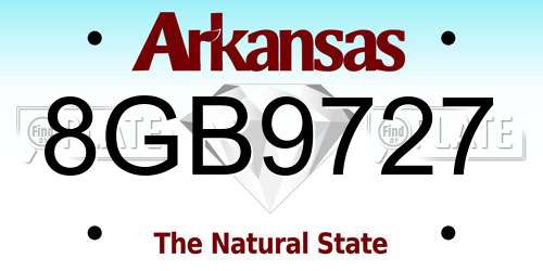 8GB9727 Arkansas License Plate
