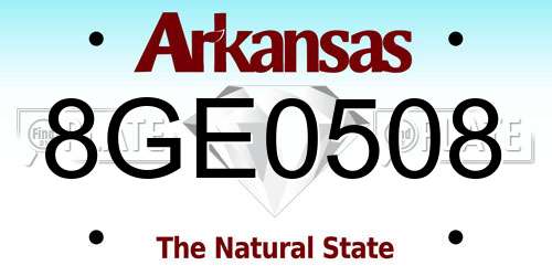 8GE0508 Arkansas License Plate