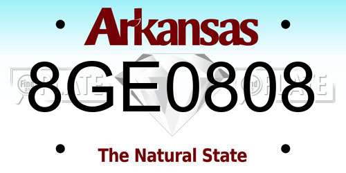 8GE0808 Arkansas License Plate