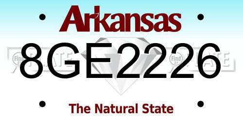 8GE2226 Arkansas License Plate