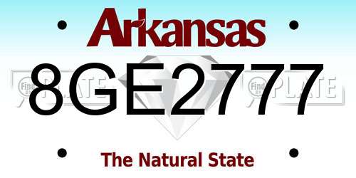 8GE2777 Arkansas License Plate