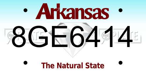 8GE6414 Arkansas License Plate