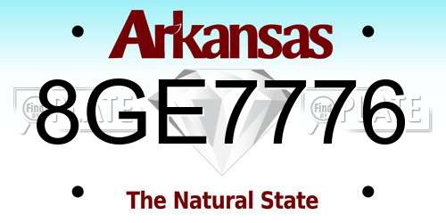 8GE7776 Arkansas License Plate