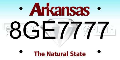 8GE7777 Arkansas License Plate