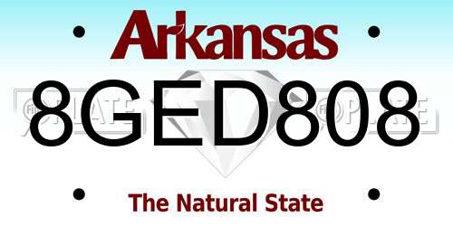 8GED808 Arkansas License Plate