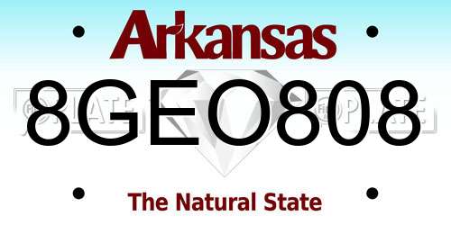 8GEO808 Arkansas License Plate