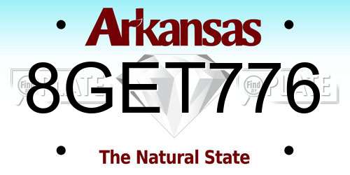 8GET776 Arkansas License Plate