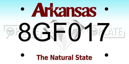 8GF017 Arkansas License Plate