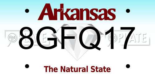 8GFQ17 Arkansas License Plate