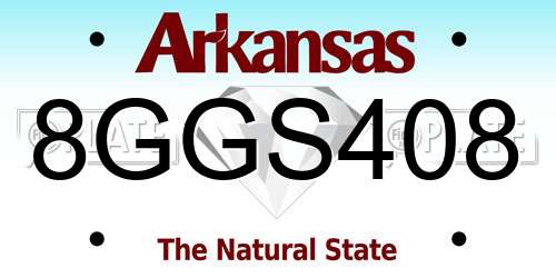 8GGS408 Arkansas License Plate