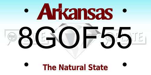 8GOF55 Arkansas License Plate
