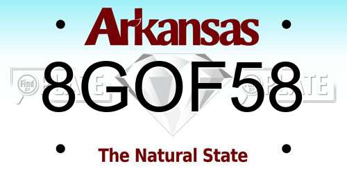 8GOF58 Arkansas License Plate