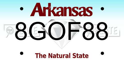 8GOF88 Arkansas License Plate