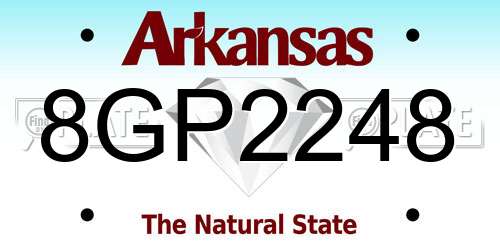 8GP2248 Arkansas License Plate