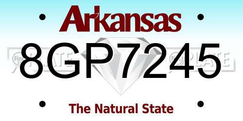 8GP7245 Arkansas License Plate
