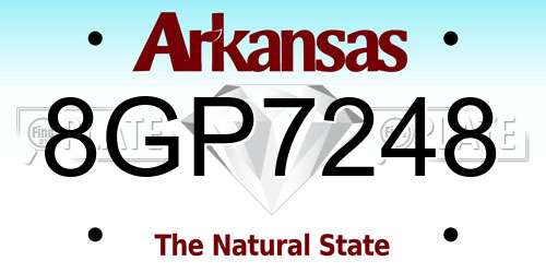 8GP7248 Arkansas License Plate