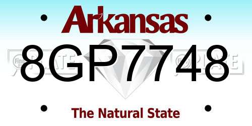 8GP7748 Arkansas License Plate
