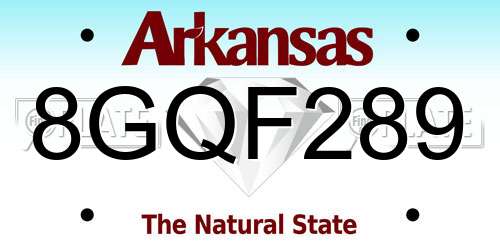 8GQF289 Arkansas License Plate