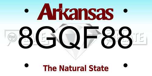 8GQF88 Arkansas License Plate