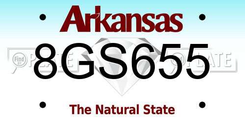 8GS655 Arkansas License Plate