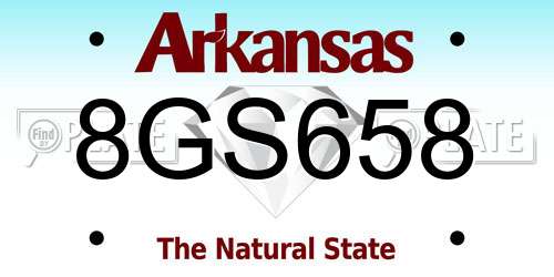 8GS658 Arkansas License Plate