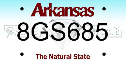 8GS685 Arkansas License Plate