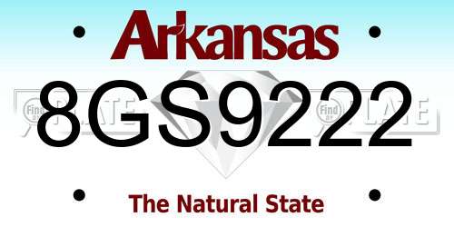 8GS9222 Arkansas License Plate