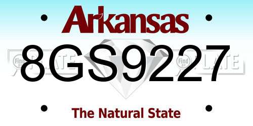 8GS9227 Arkansas License Plate