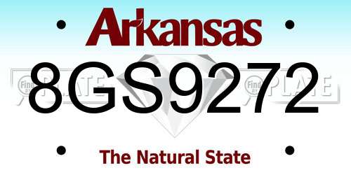8GS9272 Arkansas License Plate