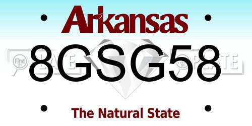 8GSG58 Arkansas License Plate