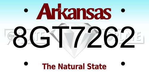 8GT7262 Arkansas License Plate