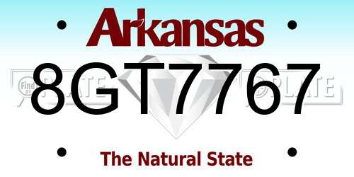 8GT7767 Arkansas License Plate